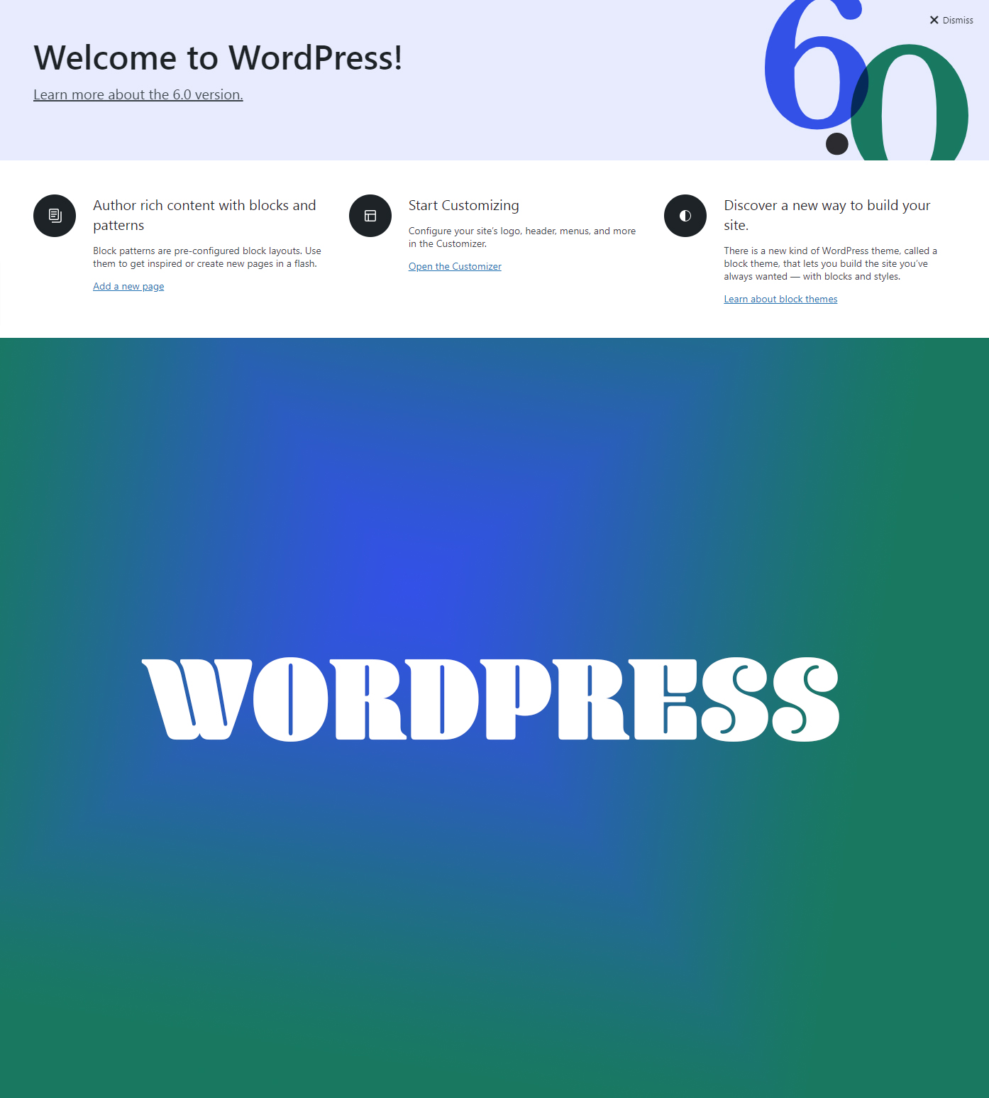 jest nowa strona wordpress